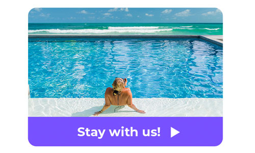 Closeup of booking link button for hotels.